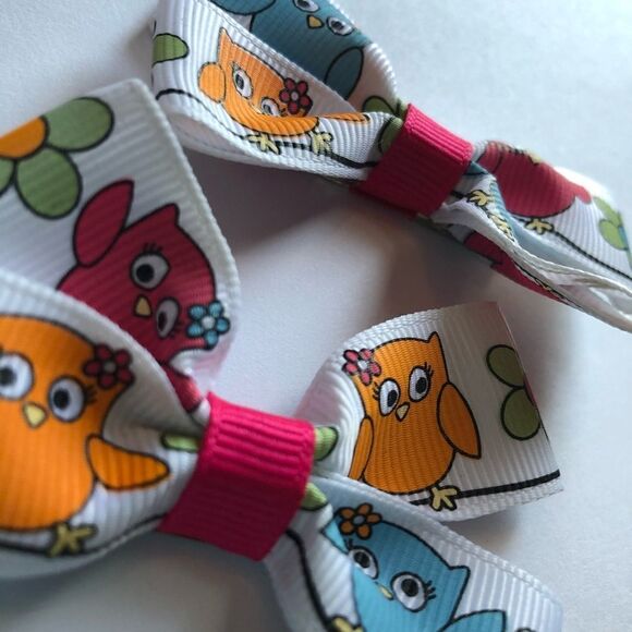 Bow pair hair bows accessories Wise owls nature - Picture 1 of 8